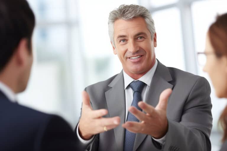 Business coach met grijs haar