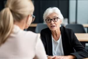 Maatschappelijk werker met cliënt