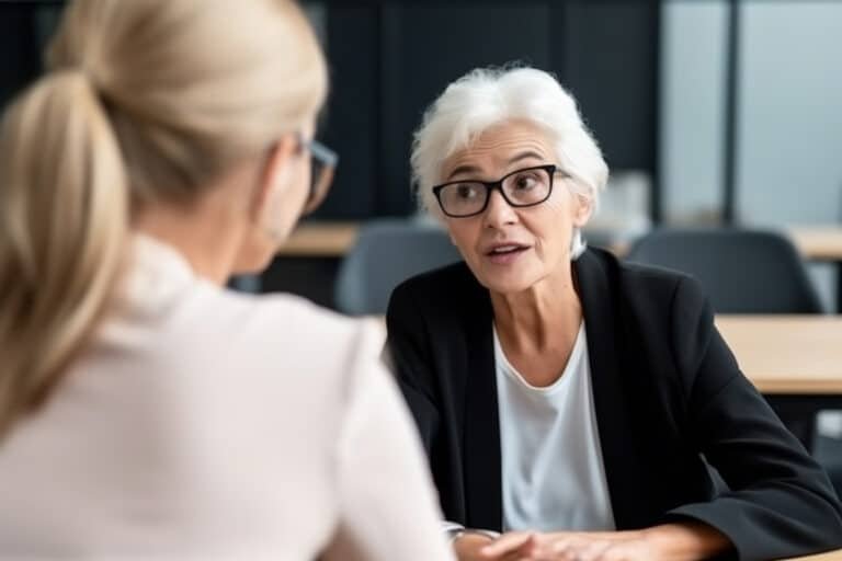 Maatschappelijk werker met cliënt