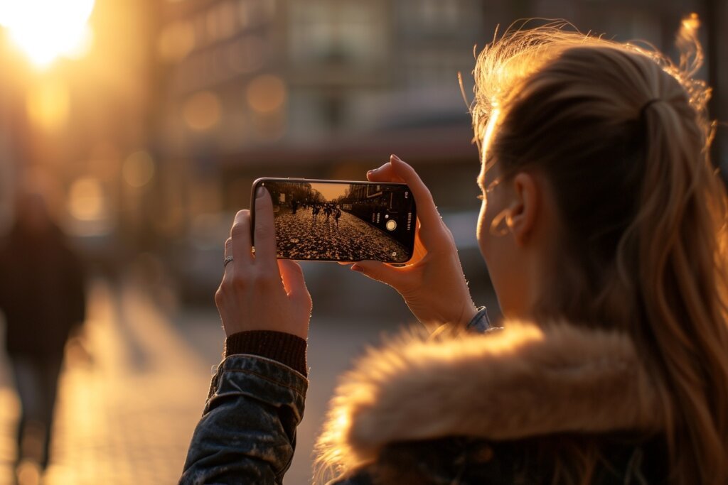 Vrouw maakt foto met Samsung S24