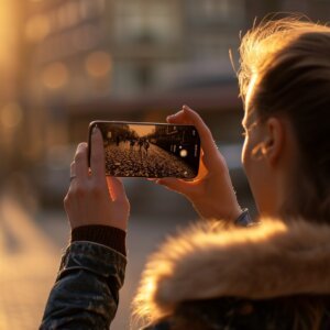 Vrouw maakt foto met Samsung S24
