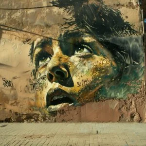 Street art op een muur in een wijk