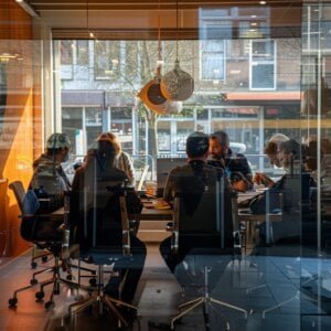 Groep mensen die op kantoor samenwerkt