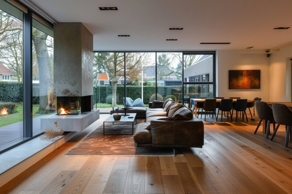 Inrichting met parket vloer
