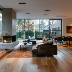 Inrichting met parket vloer