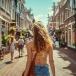 Jonge vrouw geeft vakantiegeld uit