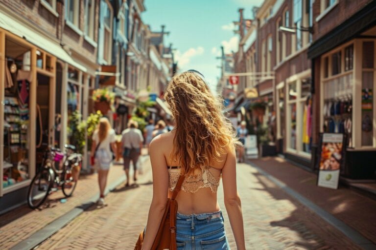 Jonge vrouw geeft vakantiegeld uit