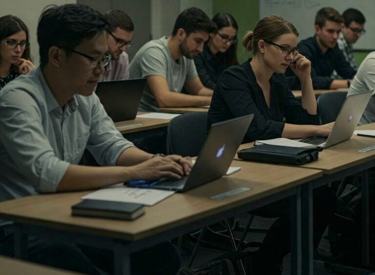 Klas met studenten in opleiding
