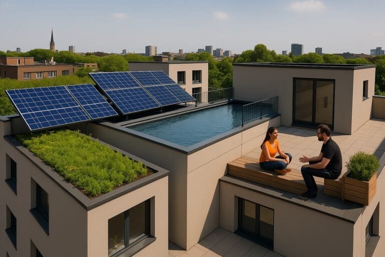 Duurzaam dakterras met twee mensen