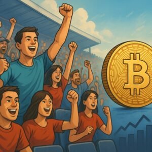 Juigende mensen en bitcoin