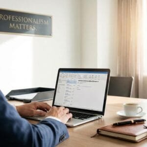Zakenman die email stuurt