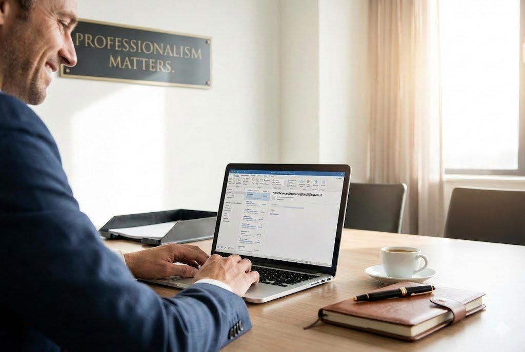 Zakenman die email stuurt