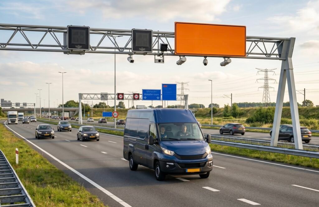 Bedrijfswagen op de snelweg