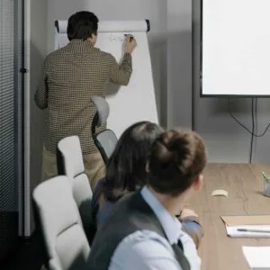 Teammeeting met whiteboard